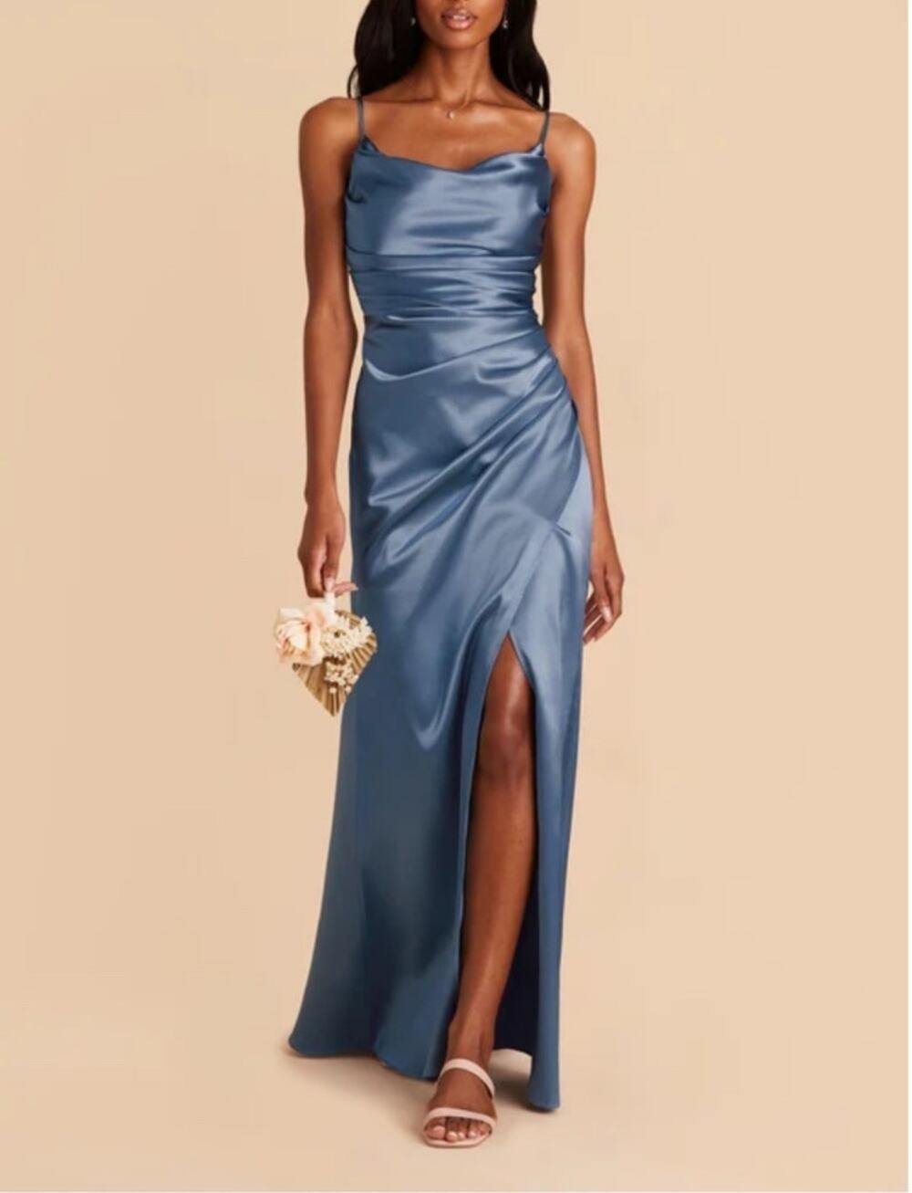 Birdy Grey Plus Size Lydia Shiny Blue Sleeveless Satin Bridesmaid Dress Size XXL